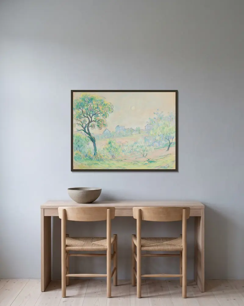Paysage avec maisons au fond av Claude-Émile Schuffenecker inramad på en vägg