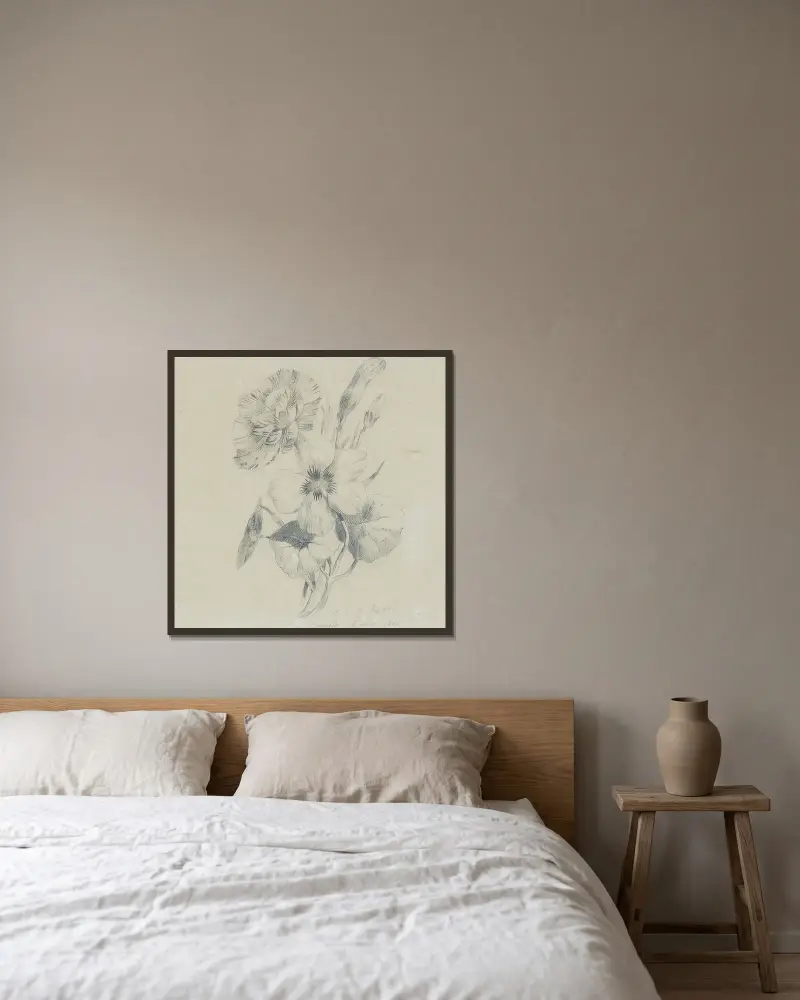 Nelkenblüten und Knospen av Emilie Preyer inramad på en vägg