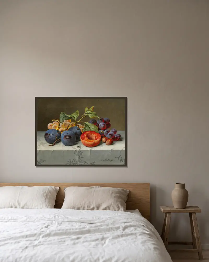 Still Life with Fruit – nr 2 av Emilie Preyer inramad på en vägg