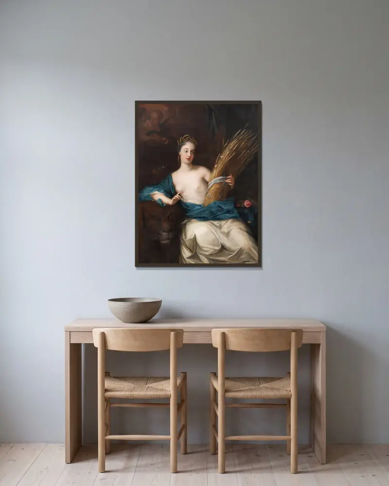 Ceres eller allegori över elementet jorden av Georg Engelhard Schröder inramad på en vägg