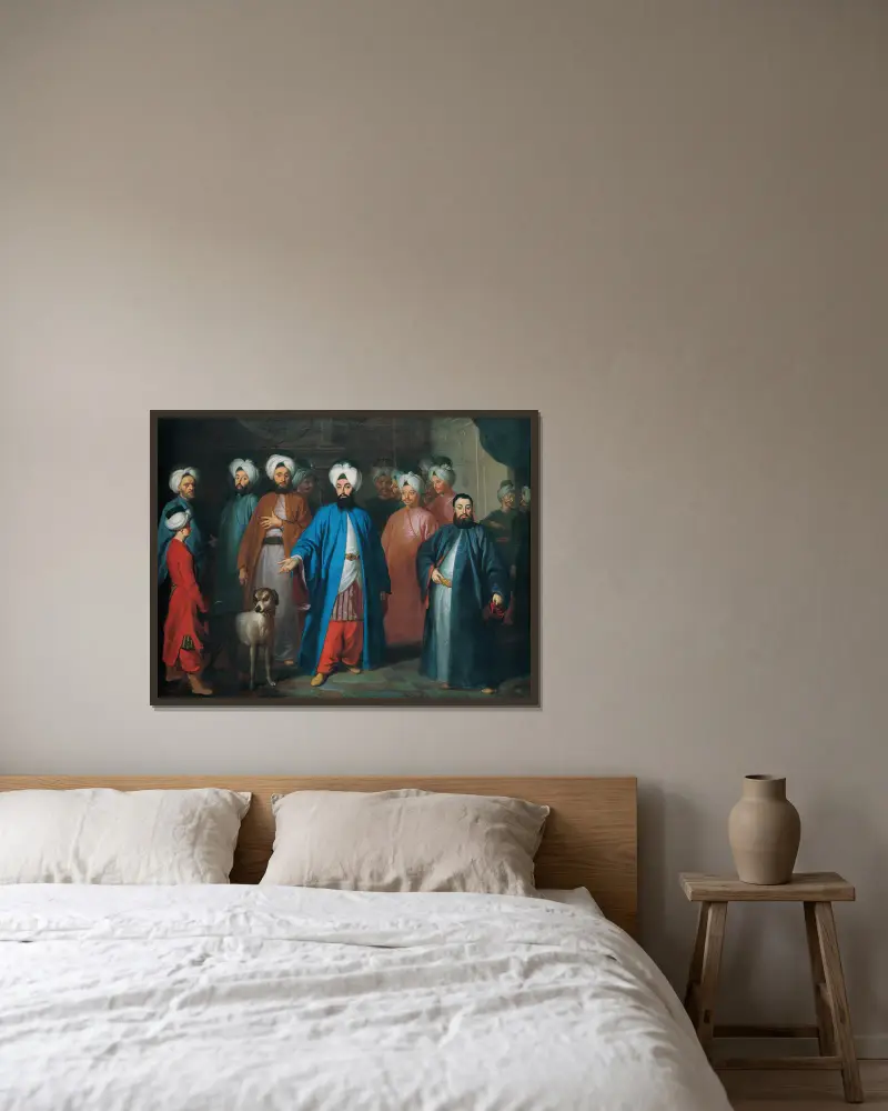 Mehmed Said Efendi och hans följe av Georg Engelhard Schröder inramad på en vägg