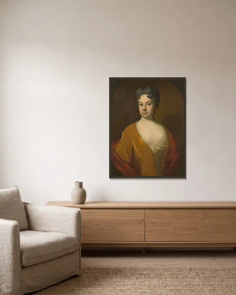 Sophia Elisabet Weber, 1659–1730 av Georg Engelhard Schröder inramad på en vägg