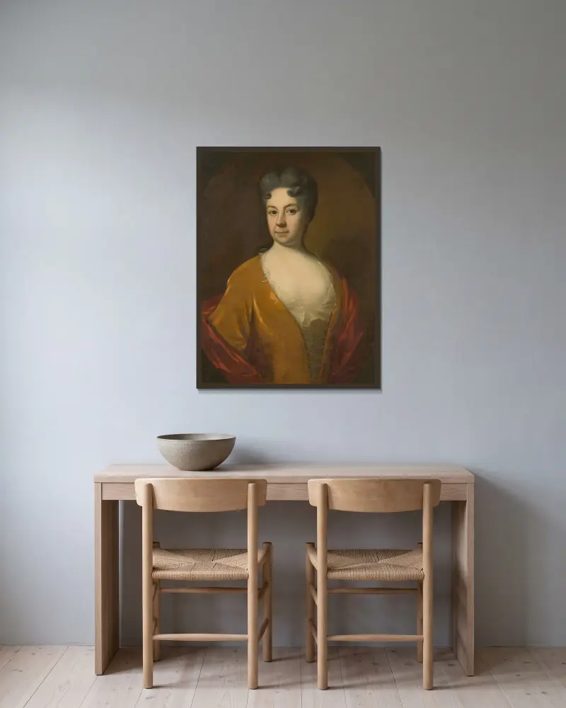 Sophia Elisabet Weber, 1659–1730 av Georg Engelhard Schröder inramad på en vägg
