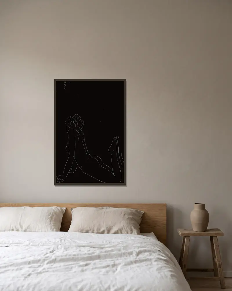 Fünfundzwanzig Aktstudien, Tafel 03 von Eric Gill gerahmt an einer Wand