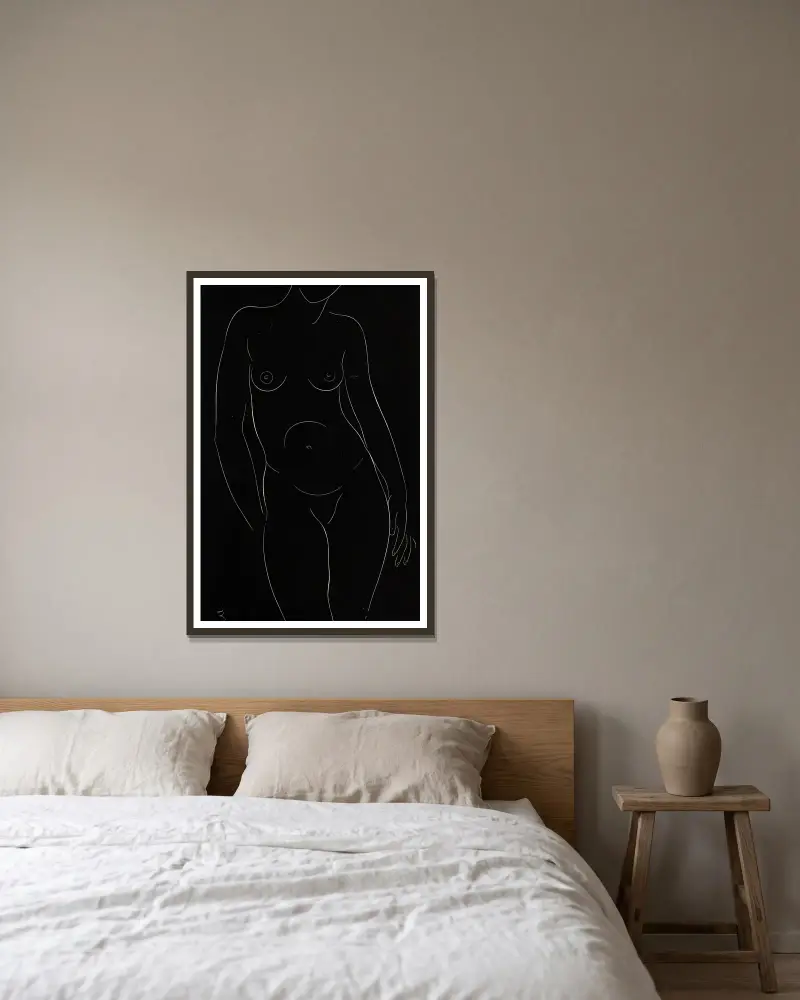 Twenty-five nudes Pl 04 av Eric Gill inramad på en vägg