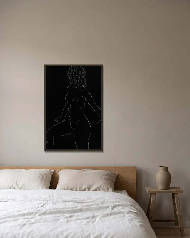 Dvacet pět aktů, list 14, Eric Gill v rámu na stěně