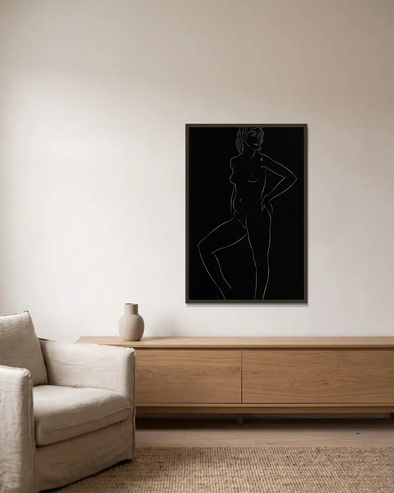 Fünfundzwanzig Akte Taf. 15 von Eric Gill gerahmt an einer Wand