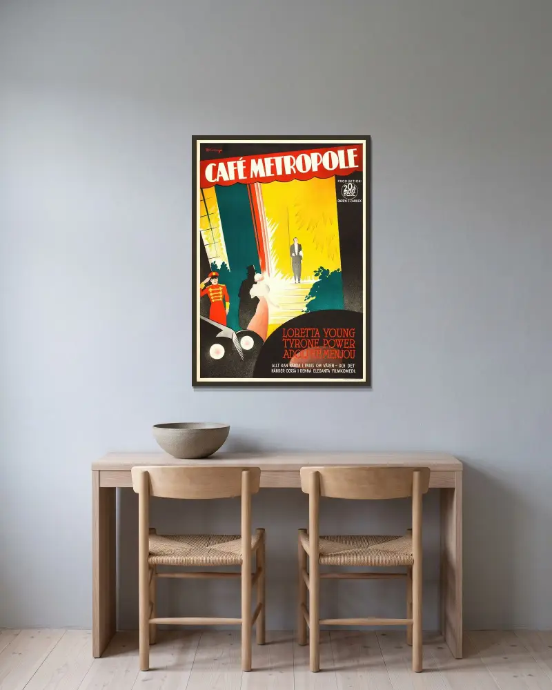 Cafe Metropole av Eric Rohman inramad på en vägg