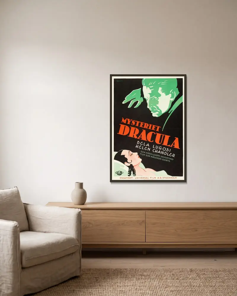 Dracula av Eric Rohman inramad på en vägg