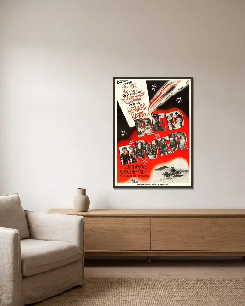 Red River av Eric Rohman inramad på en vägg