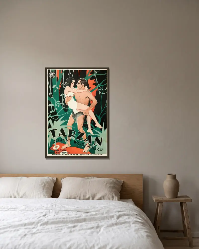 Tarzan the Ape Man av Eric Rohman inramad på en vägg