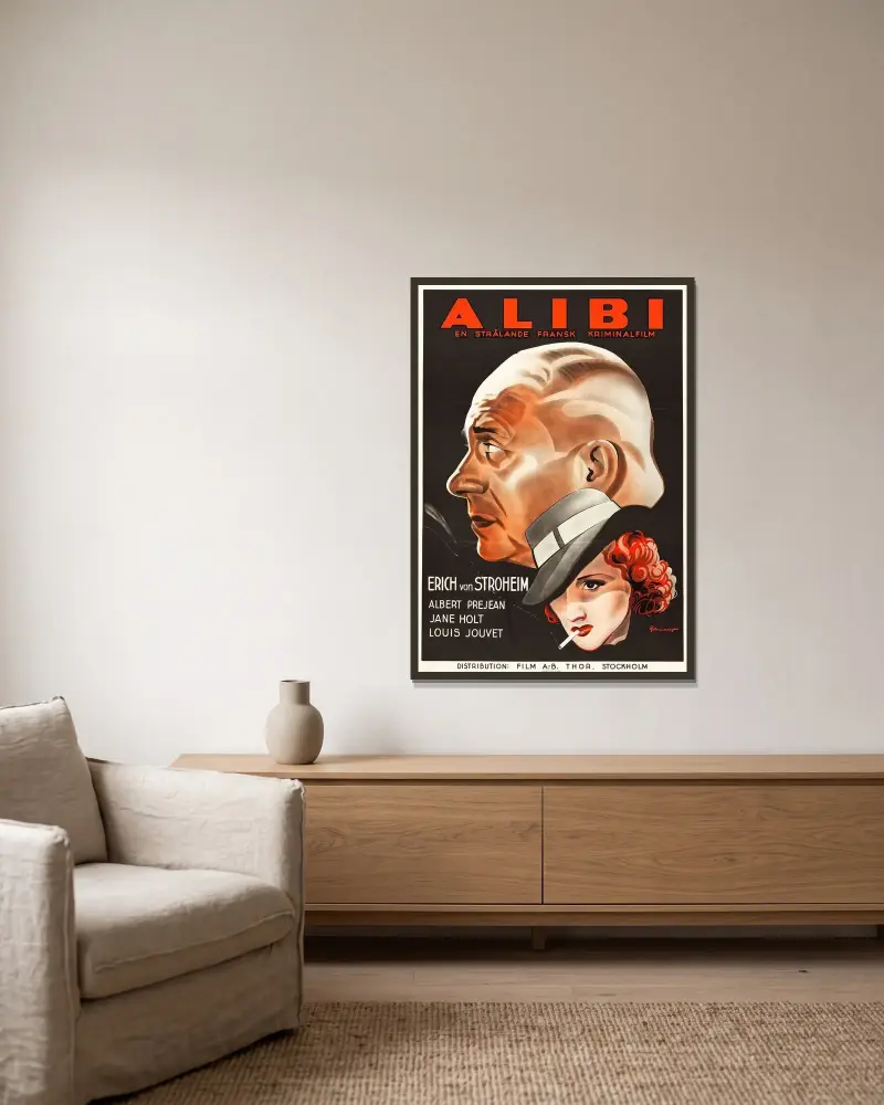 The Alibi av Eric Rohman inramad på en vägg