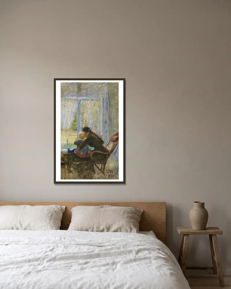 Du und Bébé von Erik Werenskiold gerahmt an einer Wand