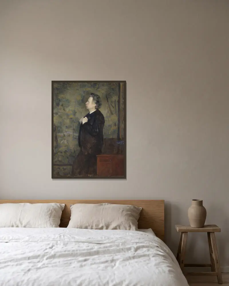 Edvard Grieg, Komponist von Erik Werenskiold gerahmt an einer Wand