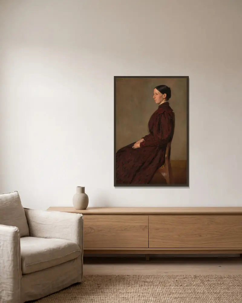 Portrait of Mrs. Anna Dick av Erik Werenskiold inramad på en vägg