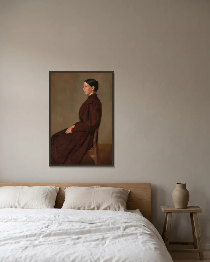 Portrait of Mrs. Anna Dick av Erik Werenskiold inramad på en vägg