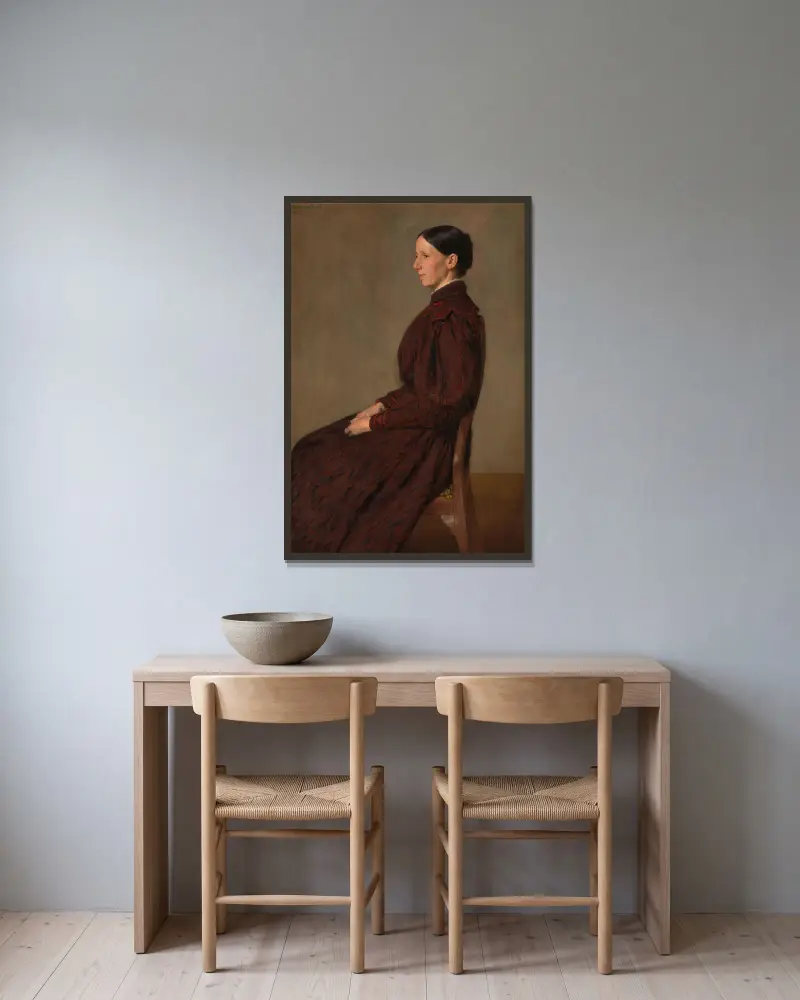 Portrait of Mrs. Anna Dick av Erik Werenskiold inramad på en vägg