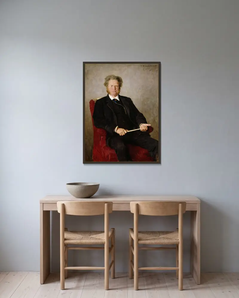 Portrait of the Poet Bjørnstjerne Bjørnson, 1885 av Erik Werenskiold inramad på en vägg