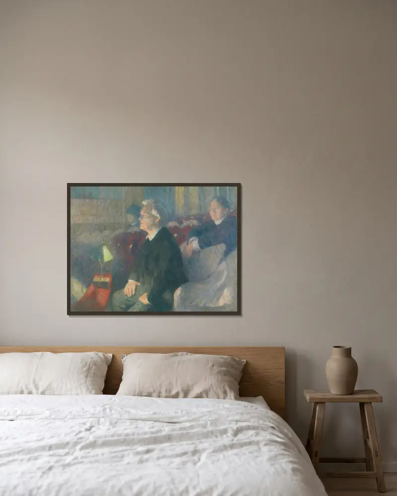 Portrait of Theater Director Bjørn Bjørnson av Erik Werenskiold inramad på en vägg