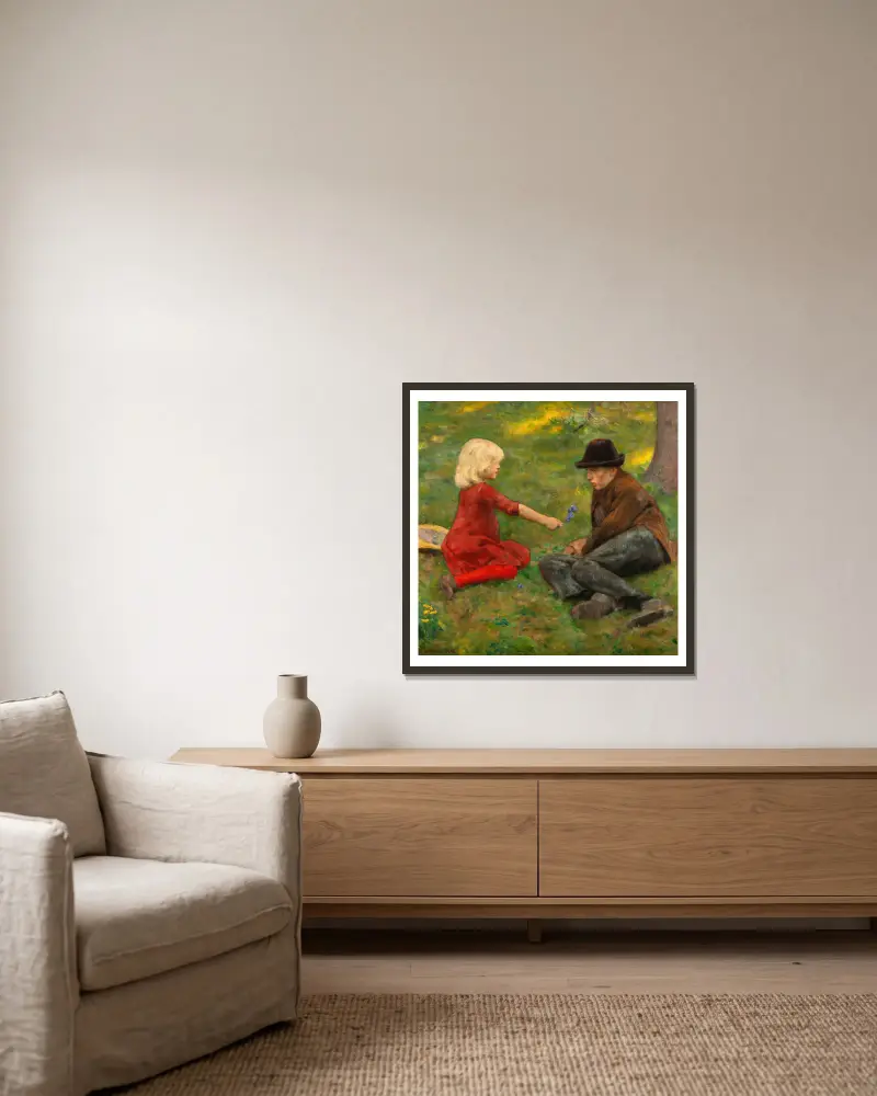 Sonnenstrahl von Erik Werenskiold gerahmt an einer Wand