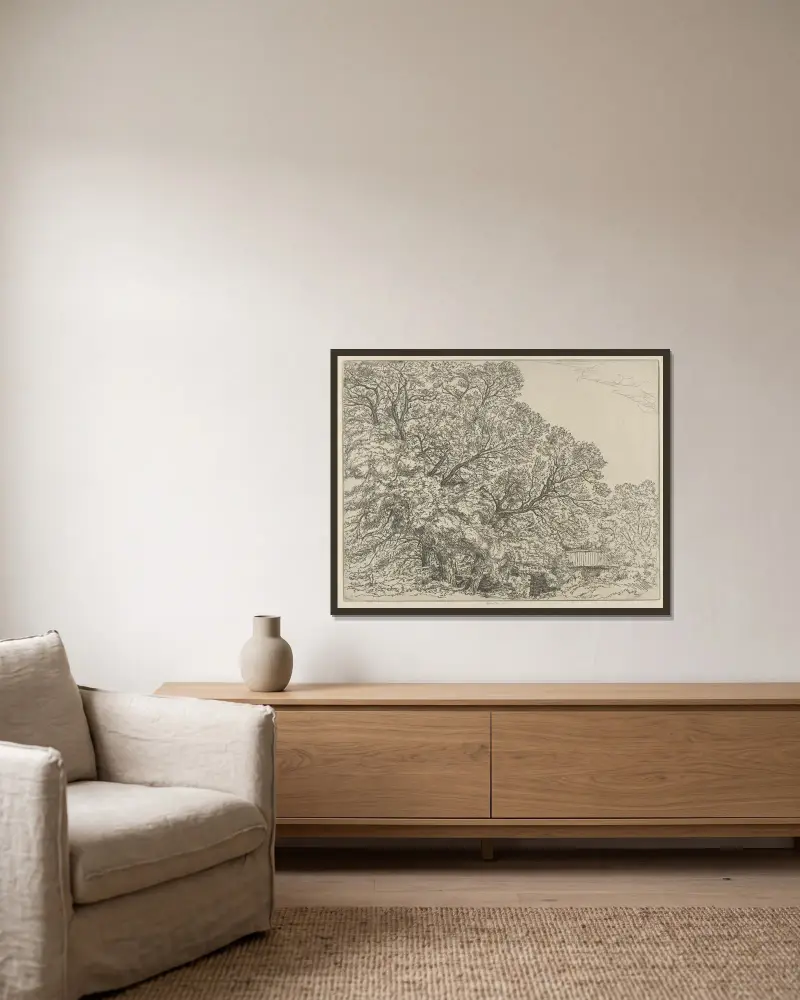 Alna Willows av Ernest Haskell inramad på en vägg