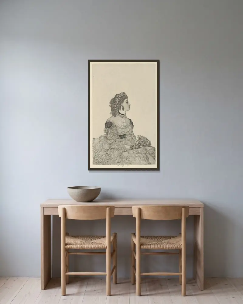 Amelia av Ernest Haskell inramad på en vägg