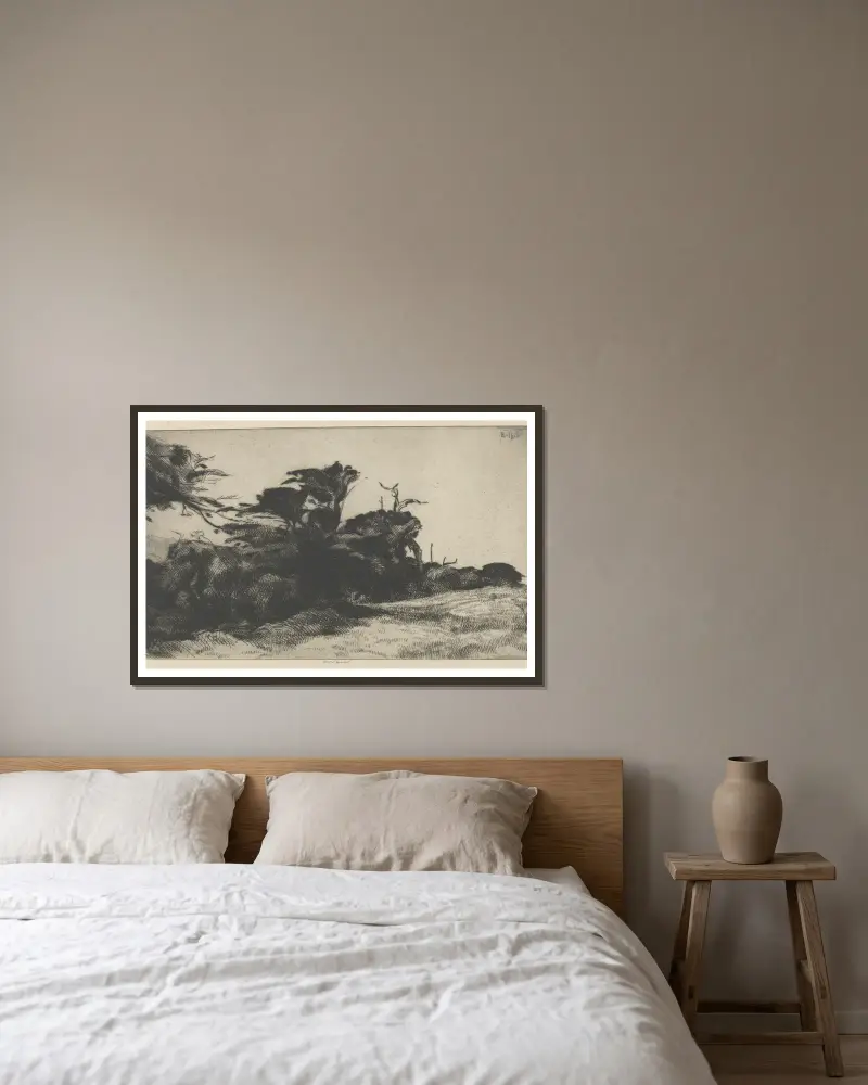 Zypressenstudie Nr. 2 von Ernest Haskell gerahmt an einer Wand