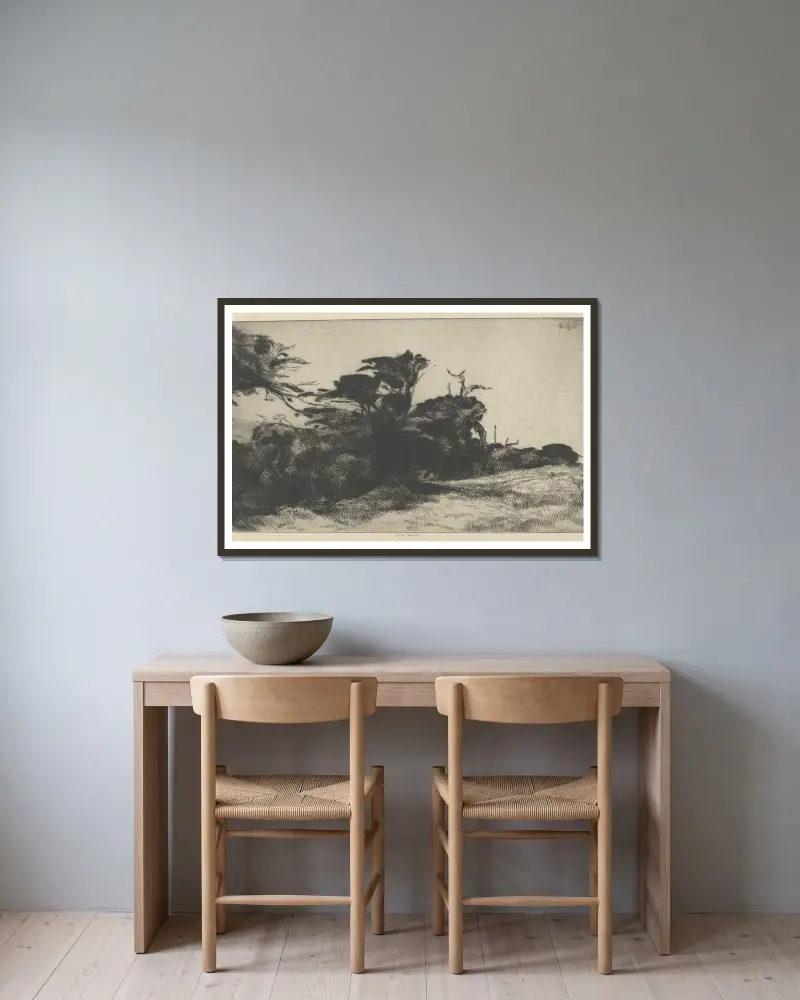 Zypressenstudie Nr. 2 von Ernest Haskell gerahmt an einer Wand