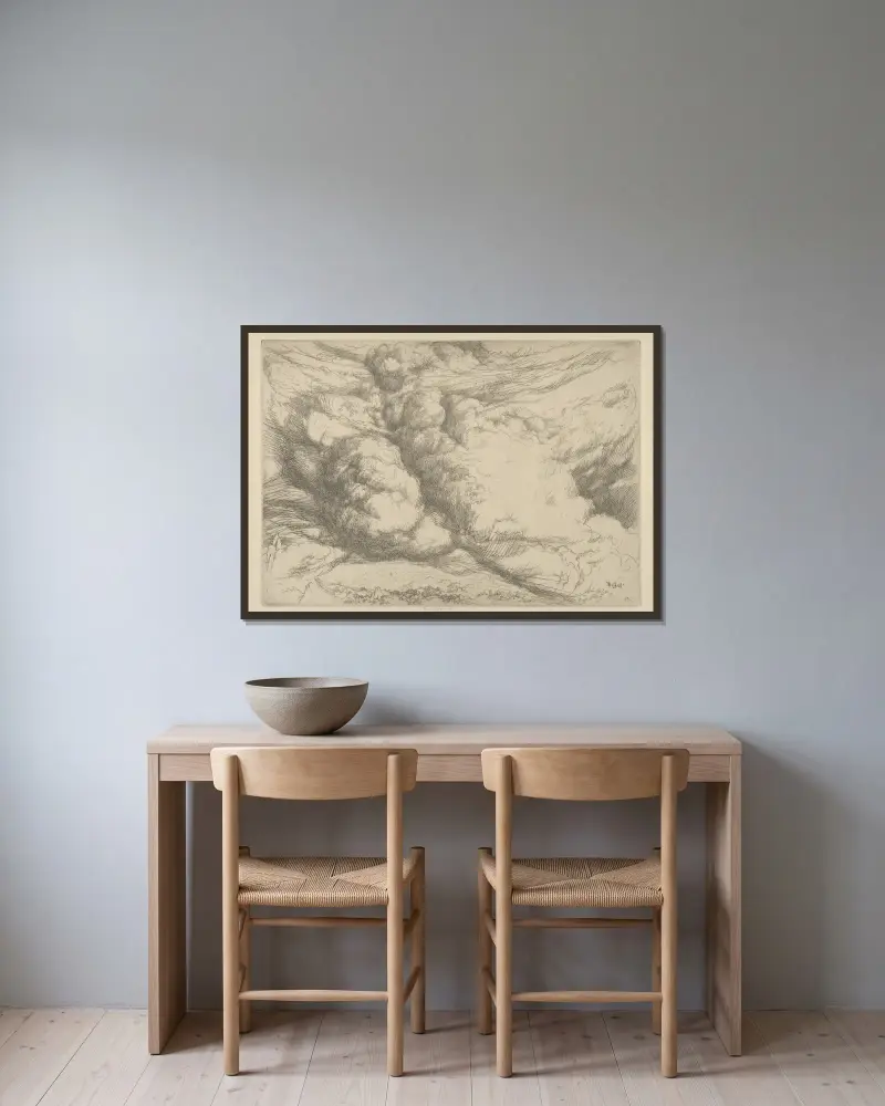 Er macht die Wolken zu seinem Wagen von Ernest Haskell gerahmt an einer Wand