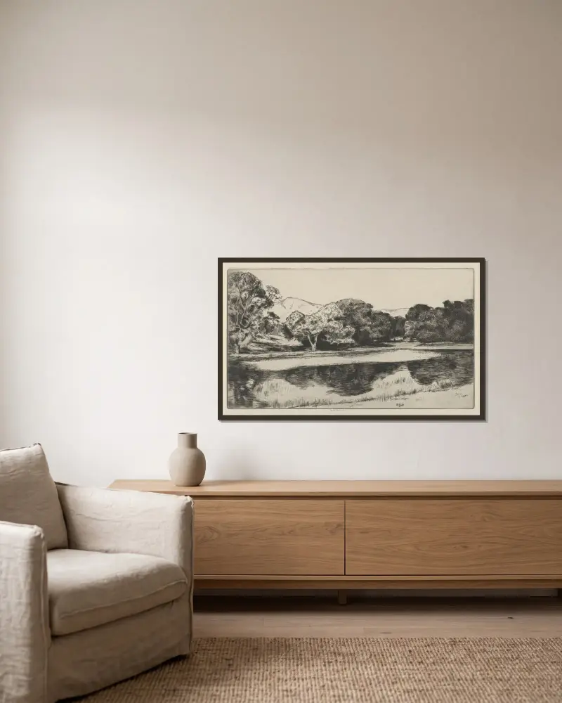 Large Pool von Ernest Haskell gerahmt an einer Wand