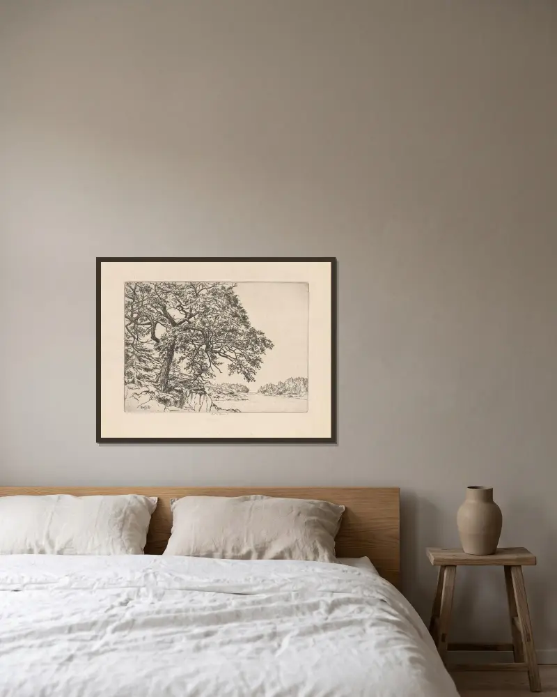 Marin’s Oak av Ernest Haskell inramad på en vägg