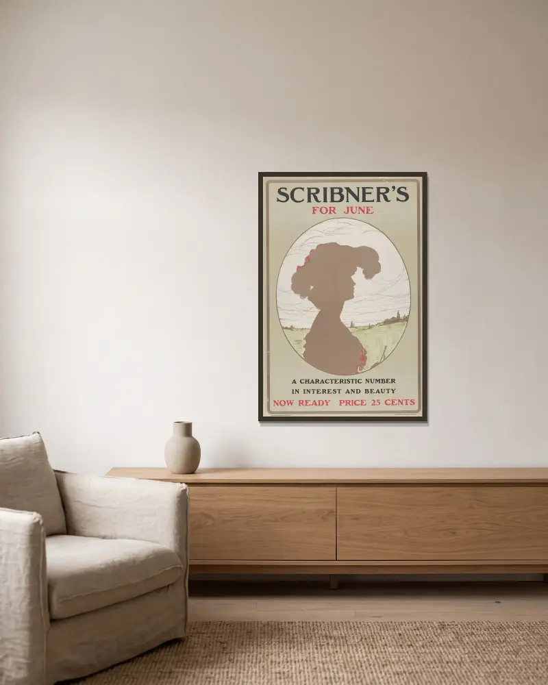 Scribner’s for June av Ernest Haskell inramad på en vägg