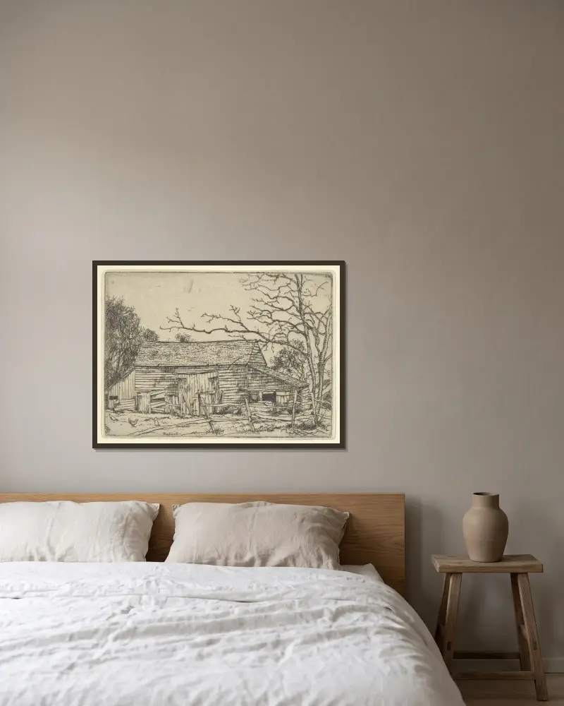 Ladan – Staten Island, N.Y. av Ernest Haskell inramad på en vägg