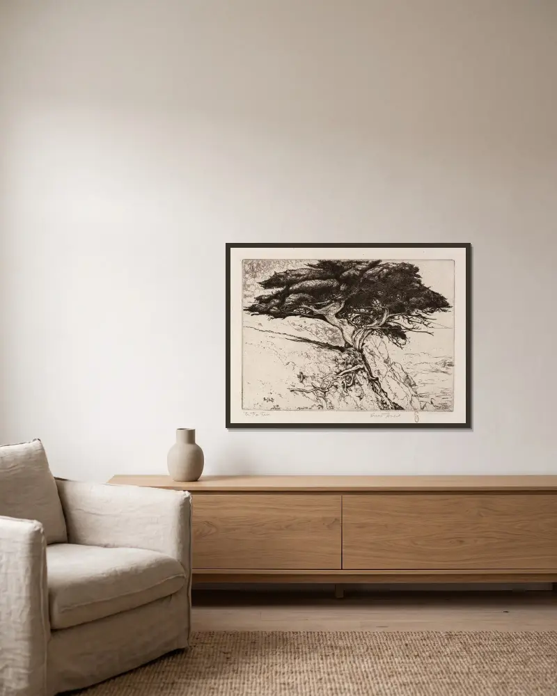 The Fan Tree av Ernest Haskell inramad på en vägg