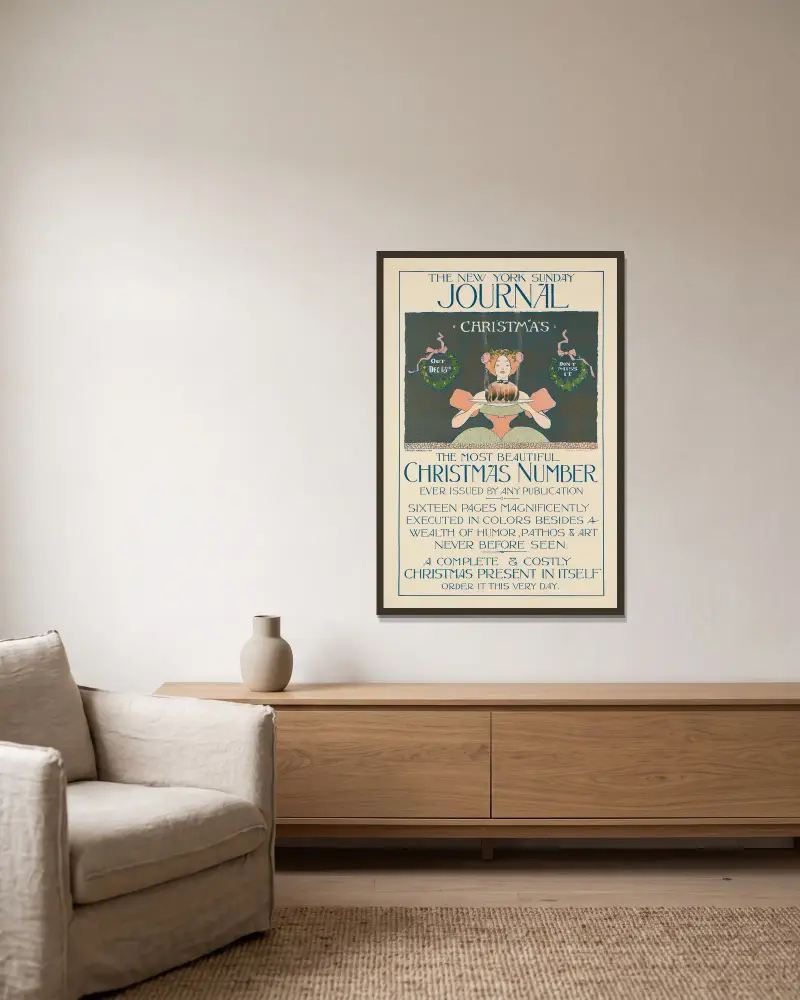 The New York Sunday journal, Christmas Number av Ernest Haskell inramad på en vägg