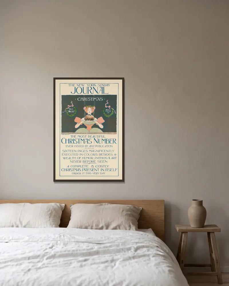The New York Sunday journal, Christmas Number av Ernest Haskell inramad på en vägg