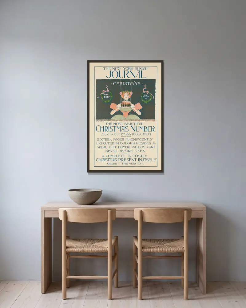 The New York Sunday journal, Christmas Number av Ernest Haskell inramad på en vägg