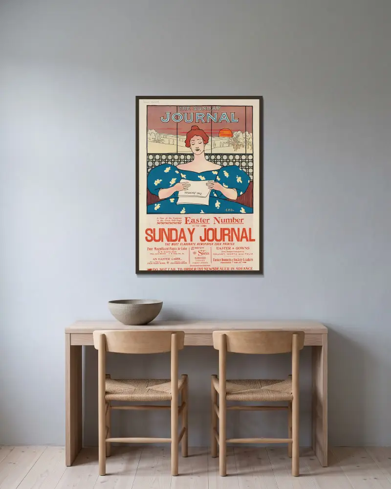 The Sunday Journal, velikonoční číslo, Ernest Haskell v rámu na stěně