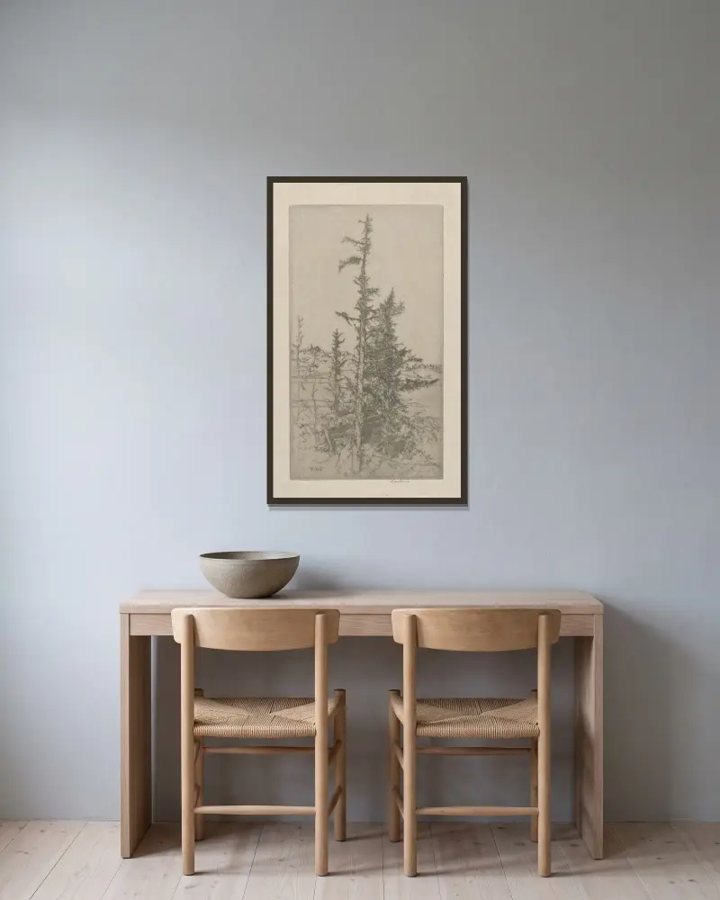 Through the Mist von Ernest Haskell gerahmt an einer Wand