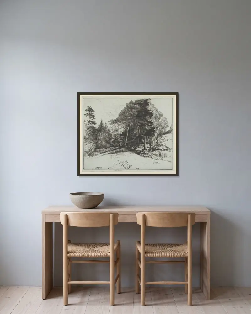 Under kullen av Ernest Haskell inramad på en vägg