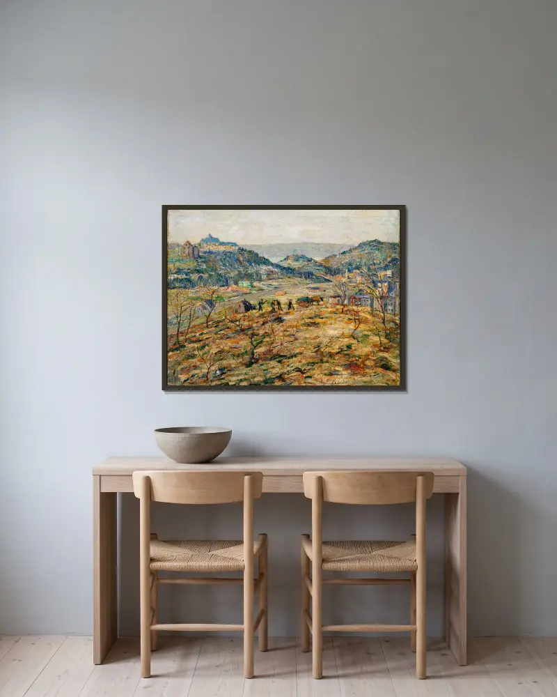 Miejskie przedmieścia, Ernest Lawson w ramie na ścianie