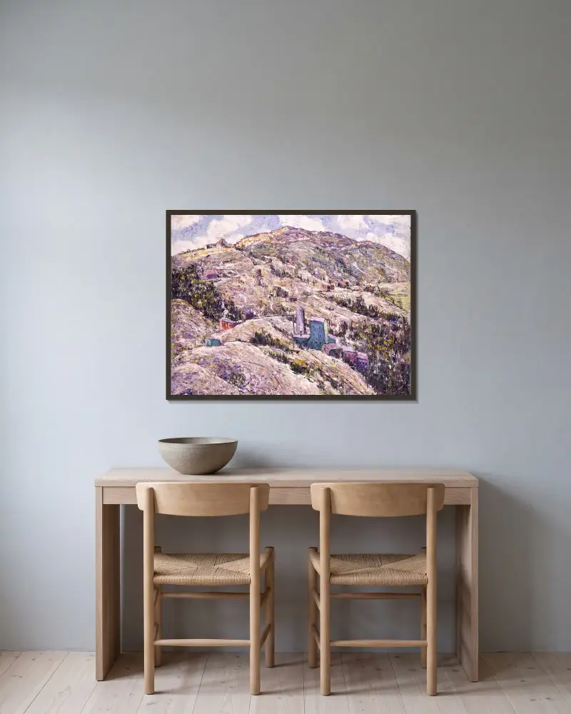Gold Mining, Cripple Creek av Ernest Lawson inramad på en vägg