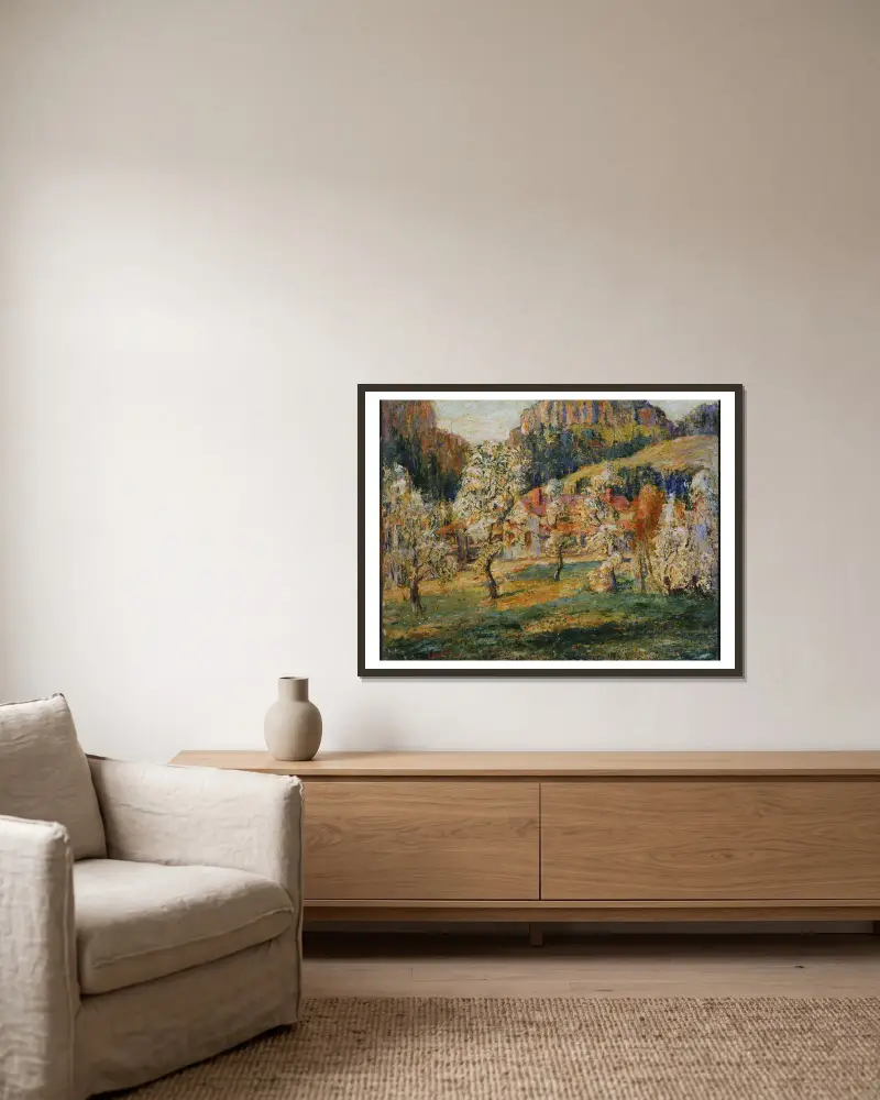 Mai in den Bergen von Ernest Lawson gerahmt an einer Wand