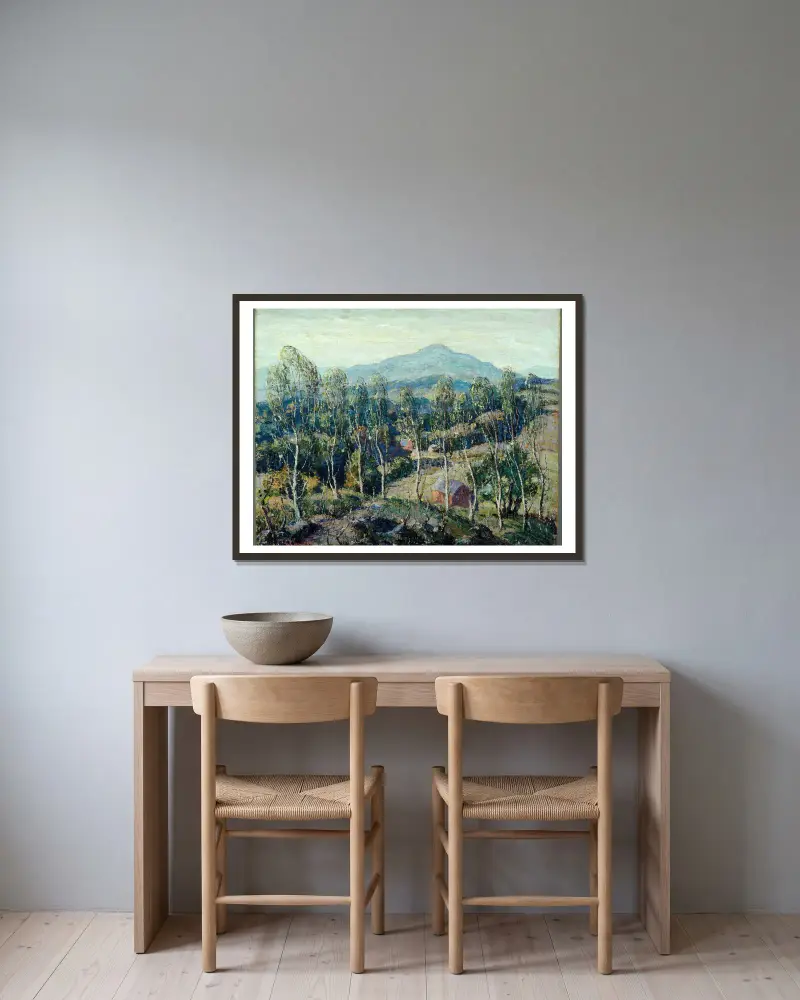 Birken in Neuengland von Ernest Lawson gerahmt an einer Wand
