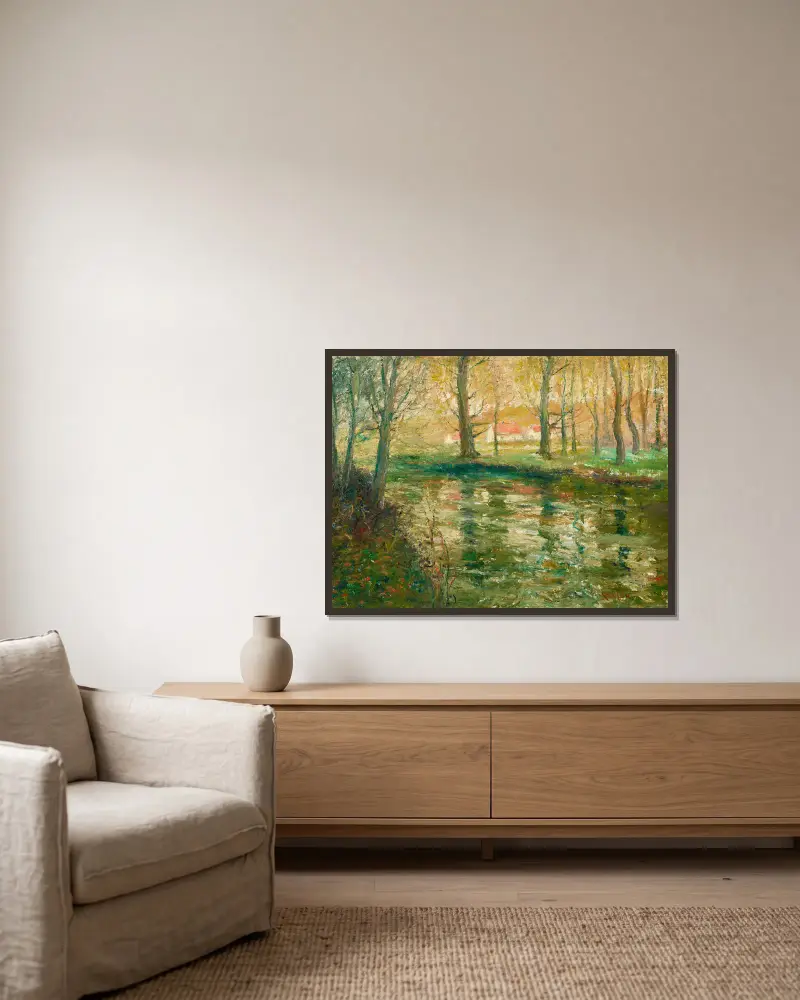 Rote Dächer von Ernest Lawson gerahmt an einer Wand