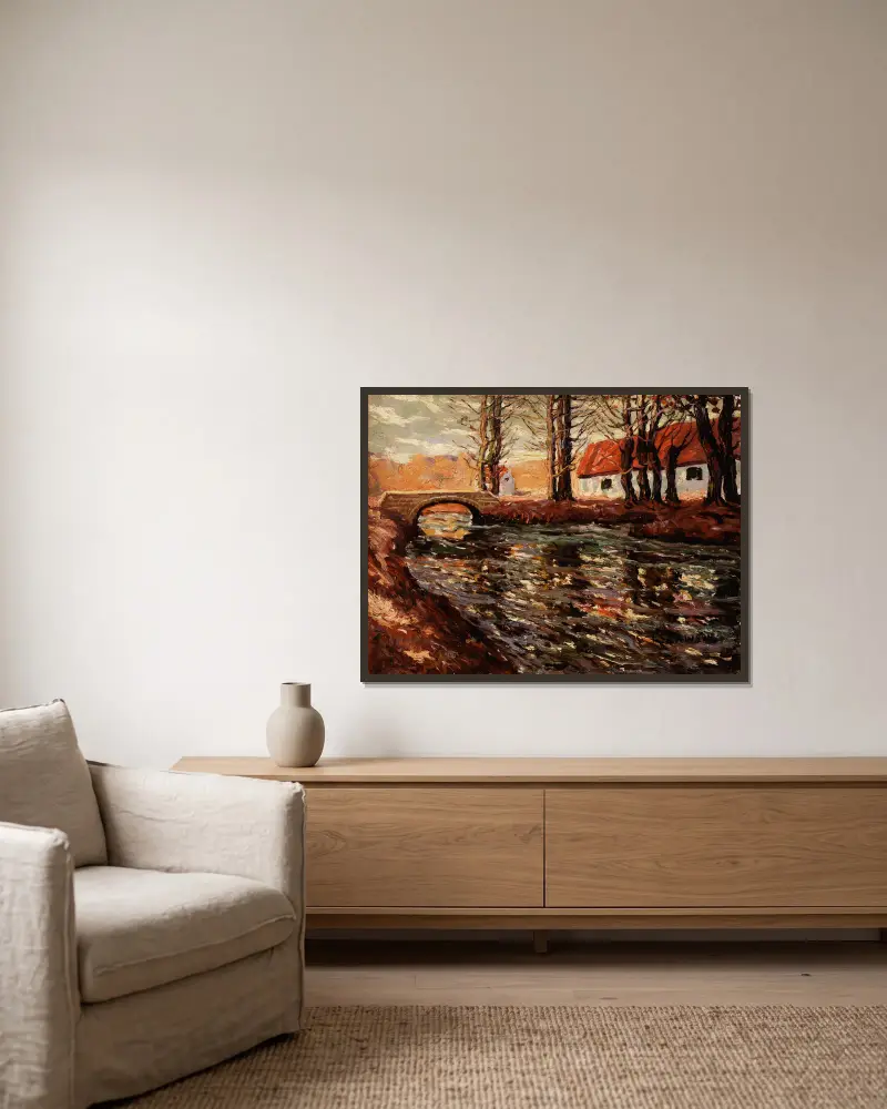 Říční krajina, Ernest Lawson v rámu na stěně