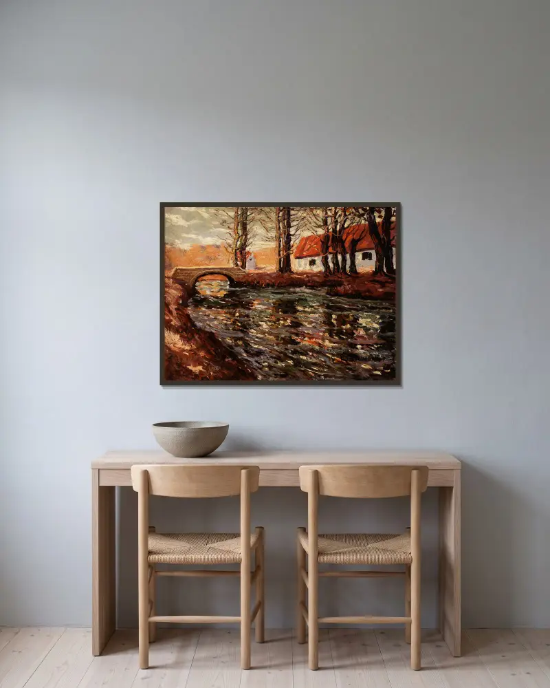 Říční krajina, Ernest Lawson v rámu na stěně