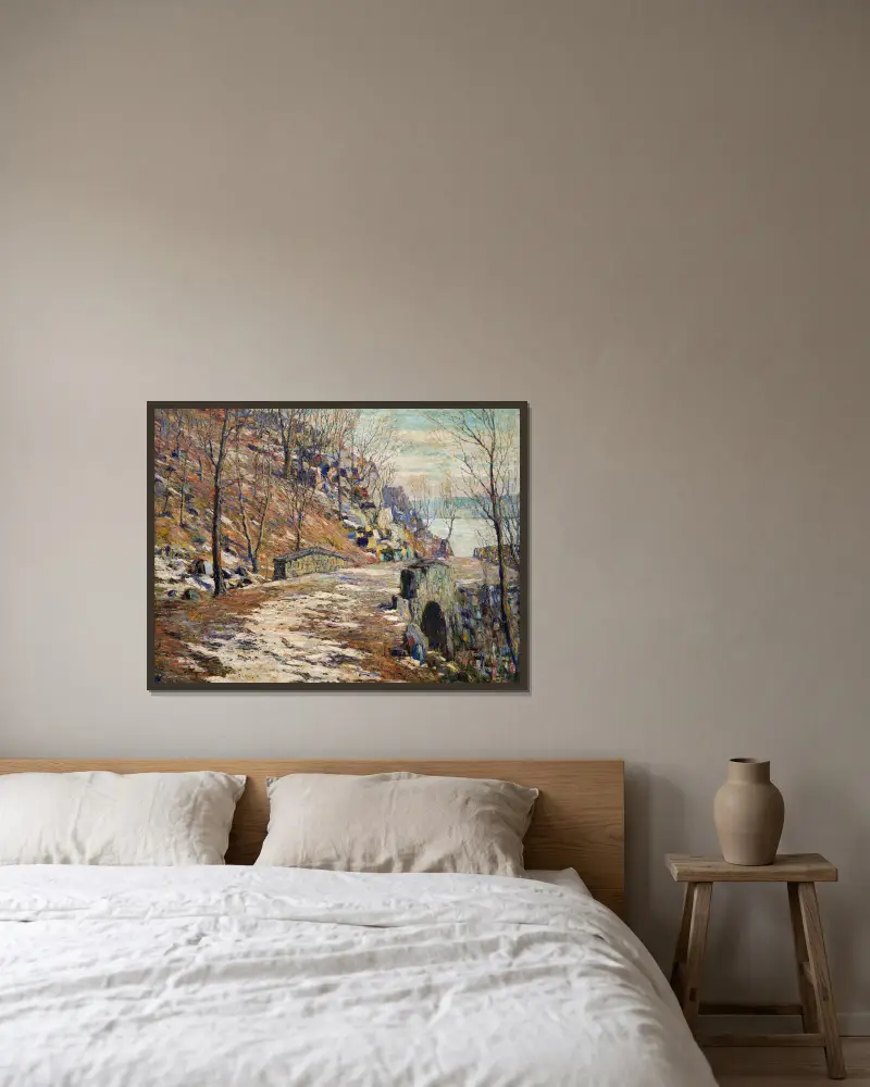 Die Palisades hinabführende Straße von Ernest Lawson gerahmt an einer Wand