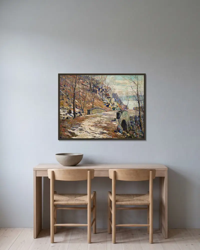 Die Palisades hinabführende Straße von Ernest Lawson gerahmt an einer Wand