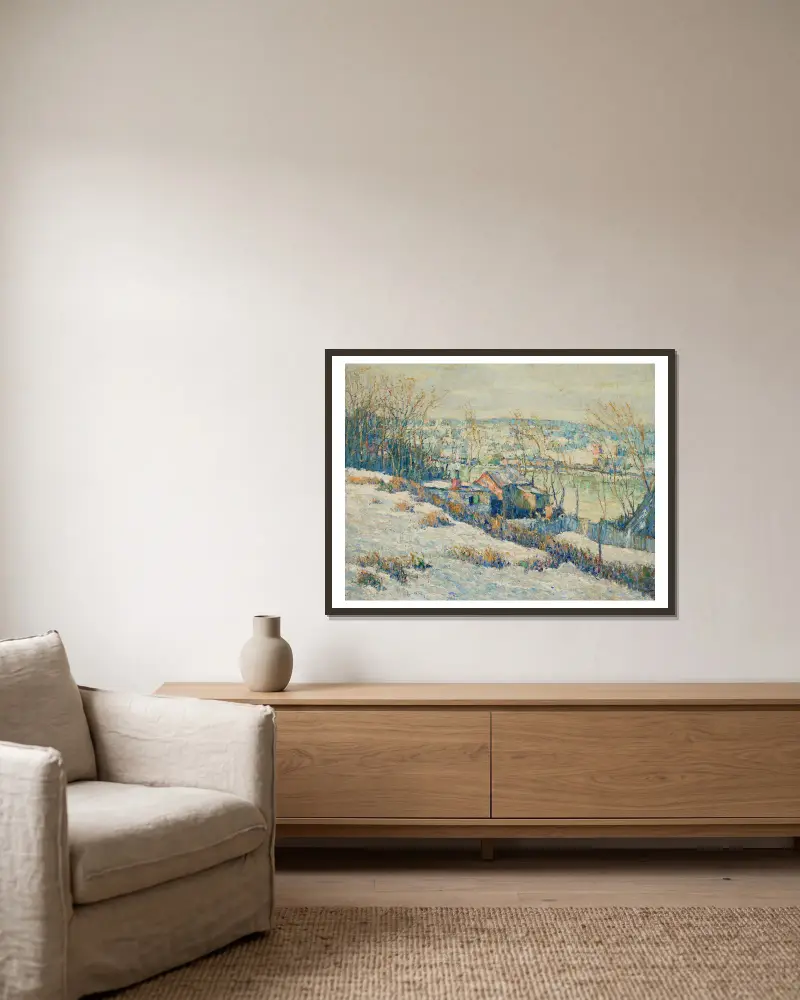 Upper Harlem River – Winter von Ernest Lawson gerahmt an einer Wand